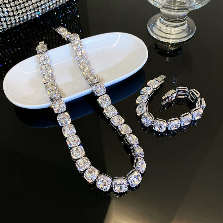 Fashion Square Shape Stone Necklace Dazzleyesjewelry