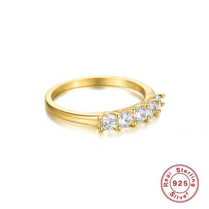 Round Five Stone Diamond Delicate Solitaire Accent Half Eternity Wedding Band Shineofdiamond