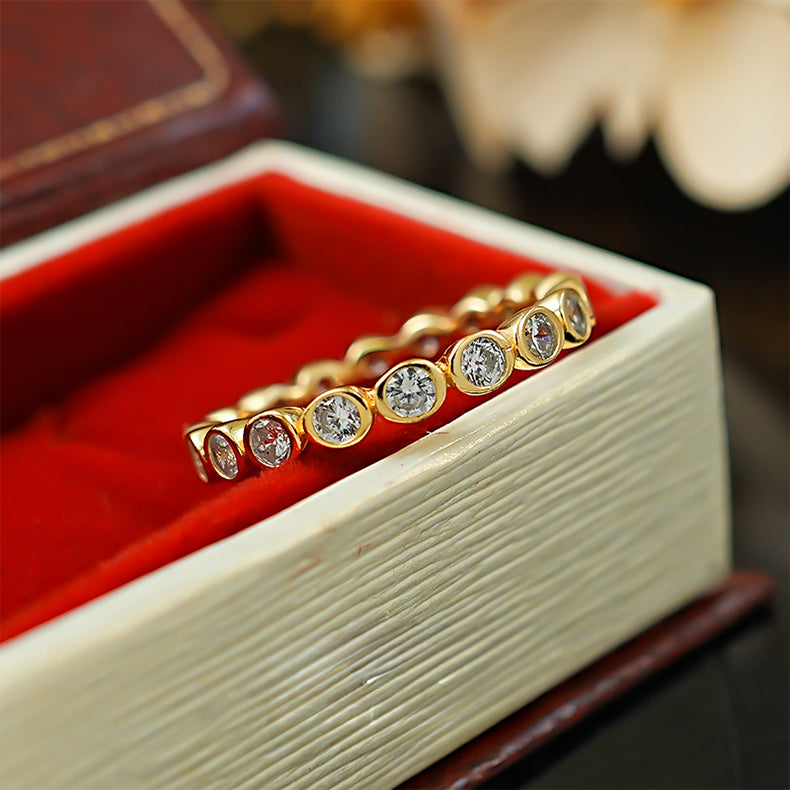 Classic Round Cut Eternity Golden Tone Band Carly Jewelry