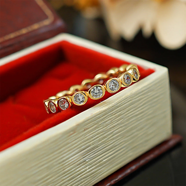 Classic Round Cut Eternity Golden Tone Band Carly Jewelry