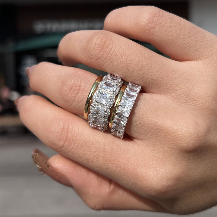 Luxurious 4PCS Wedding Band Set For Women In Sterling Silver shineofdiamond