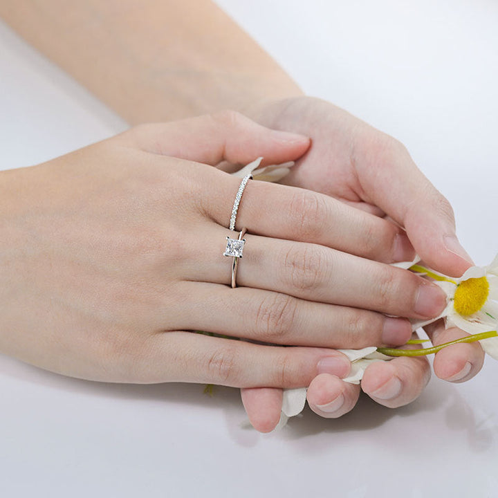 Simple D Color Moissanite Paved Ring Band Carly Jewelry