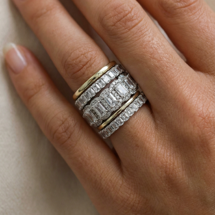 5PCS Stunning Wedding Band Set In Sterling Silver Shineofdiamond