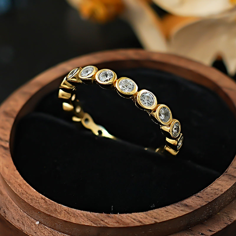 Classic Round Cut Eternity Golden Tone Band Carly Jewelry
