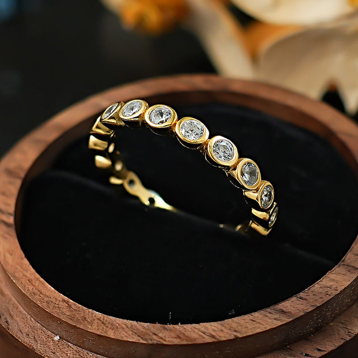 Classic Round Cut Eternity Golden Tone Band Carly Jewelry